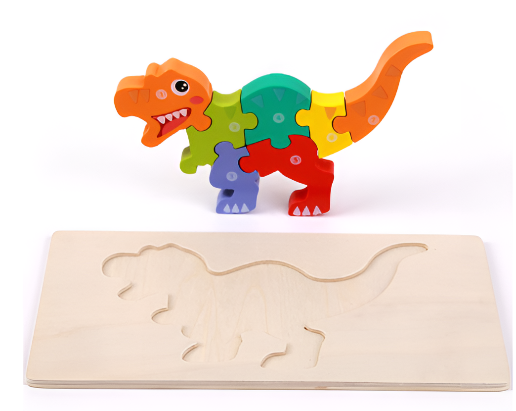 Puzzle 3D Dino in Legno Montessori