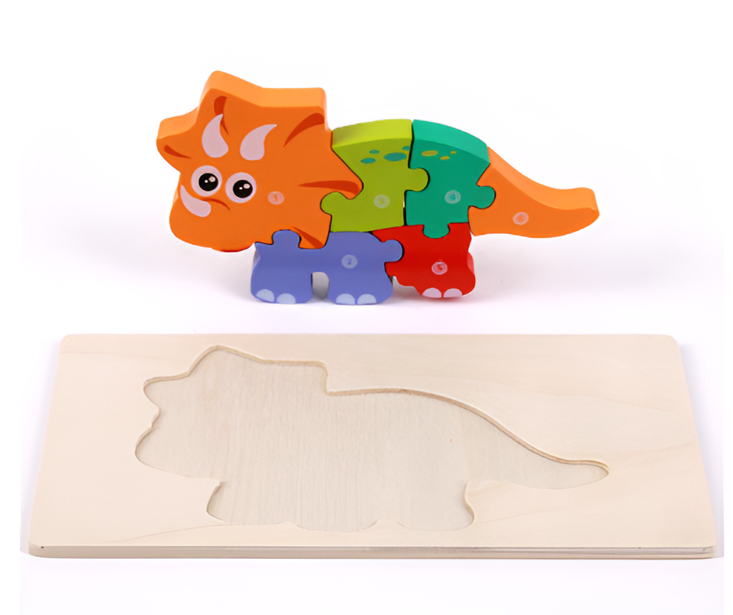 Puzzle 3D Dino in Legno Montessori