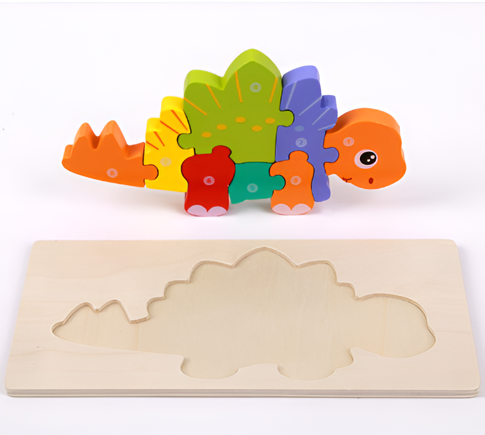 Puzzle 3D Dino in Legno Montessori