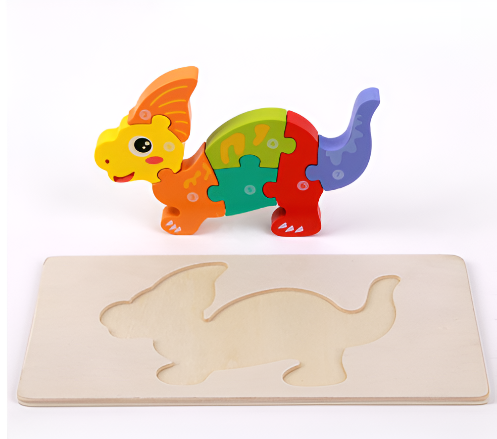 Puzzle 3D Dino in Legno Montessori