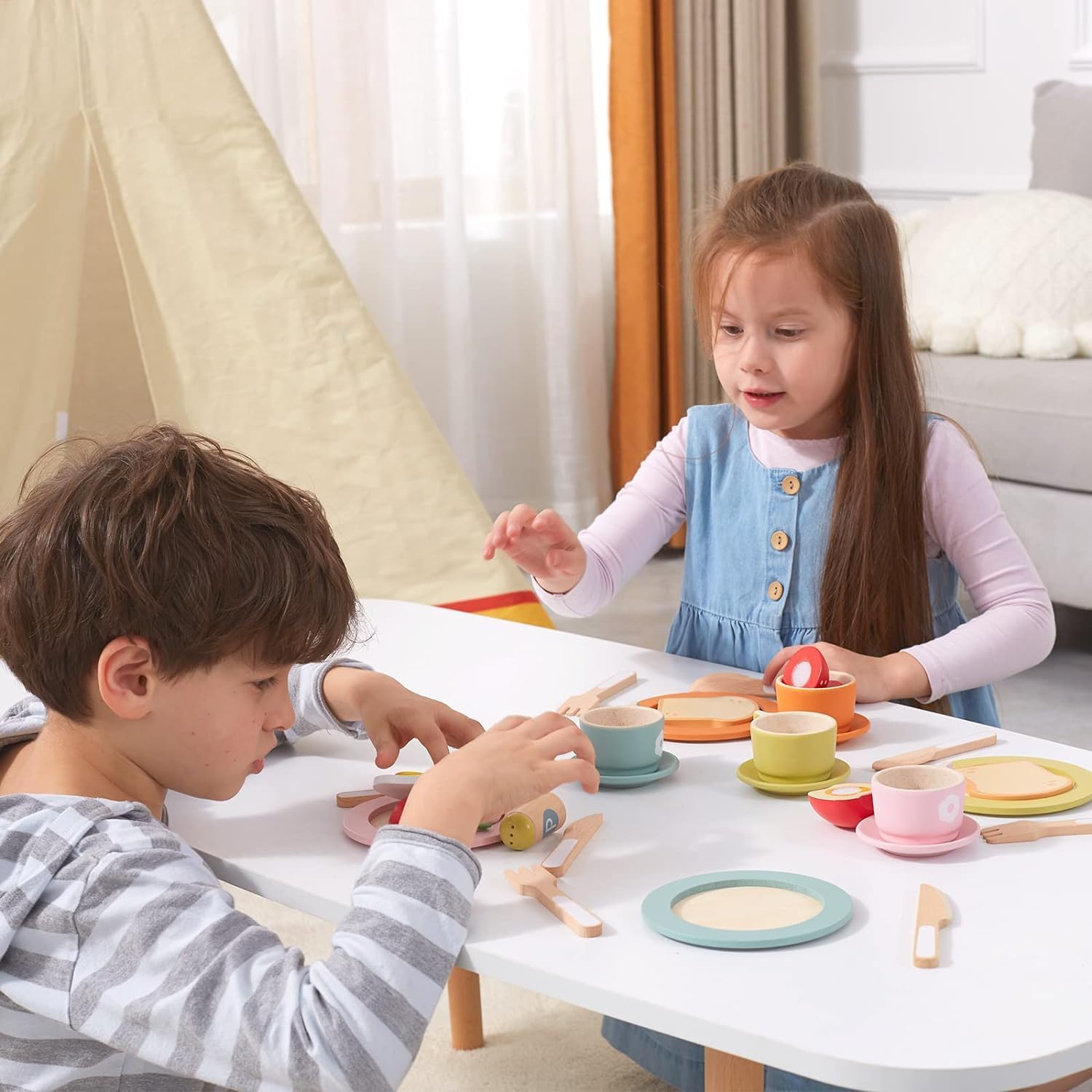 Set di Stoviglie in Legno Montessori per Bambini