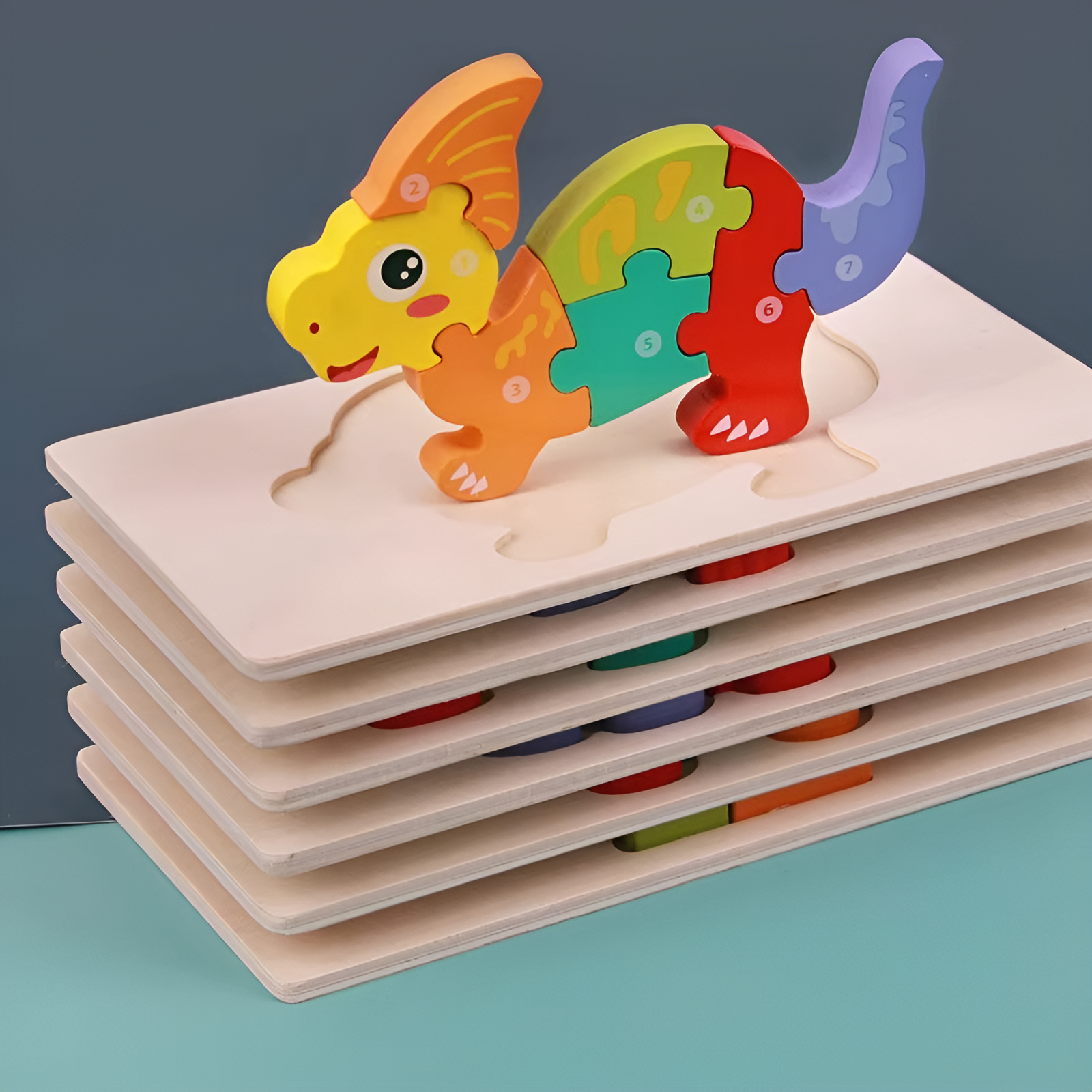 Puzzle 3D Dino in Legno Montessori