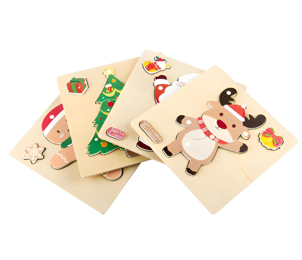 Puzzle Natalizi in Legno Montessori