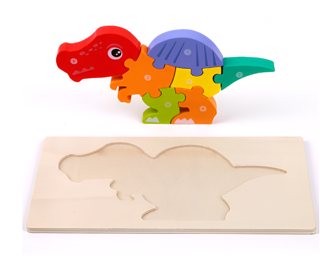 Puzzle 3D Dino in Legno Montessori