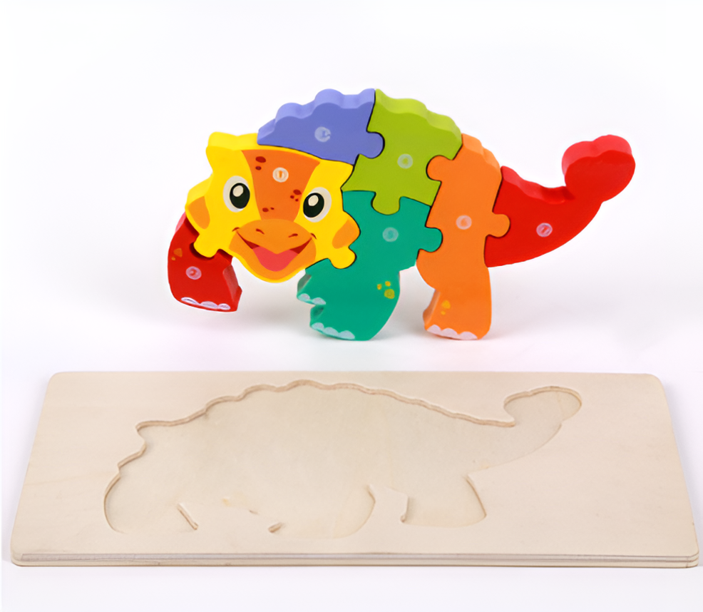 Puzzle 3D Dino in Legno Montessori