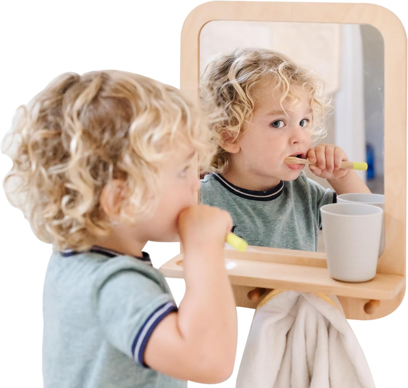 Specchio in Legno e Acrilico Montessori per Bambini