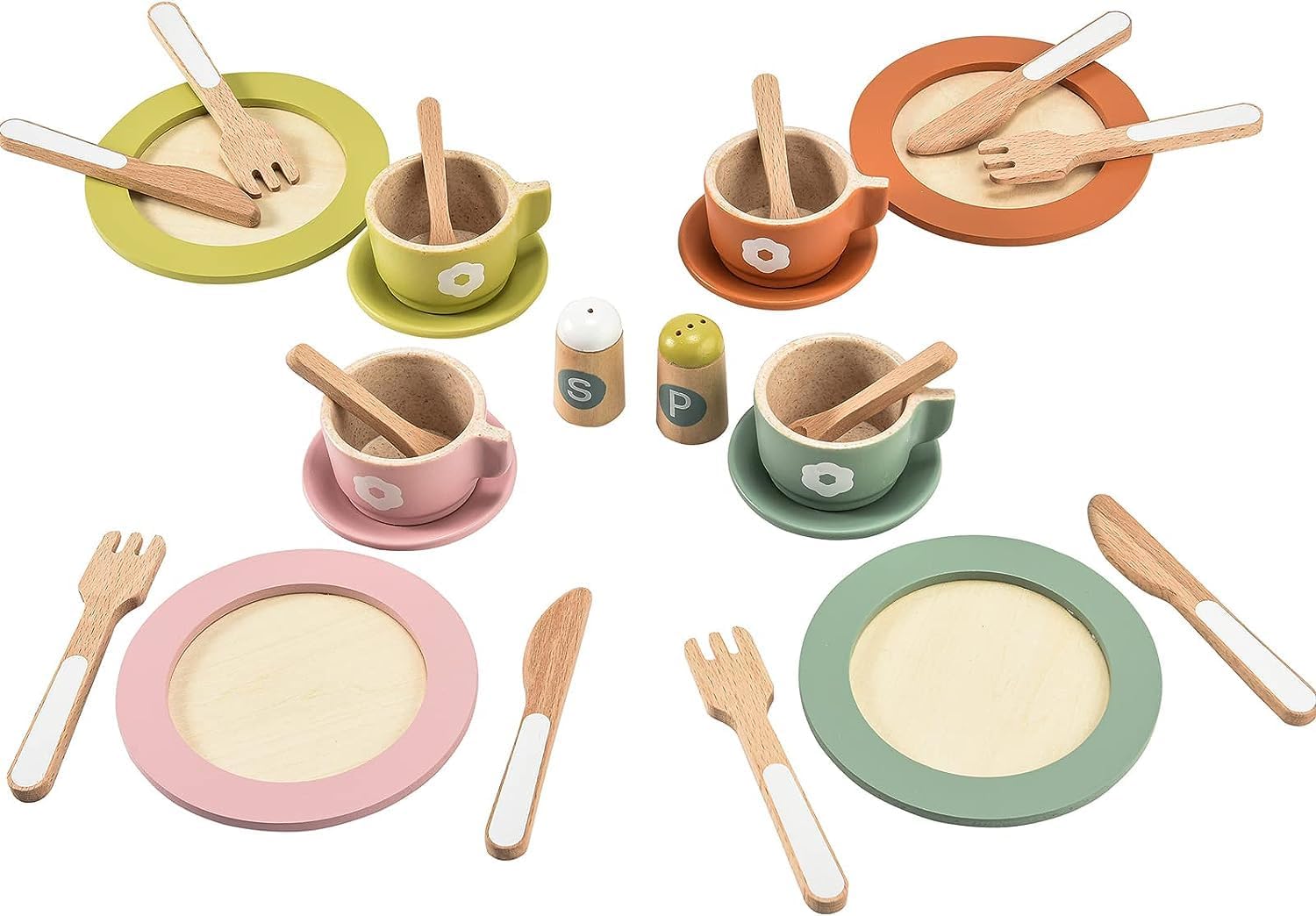 Set di Stoviglie in Legno Montessori per Bambini