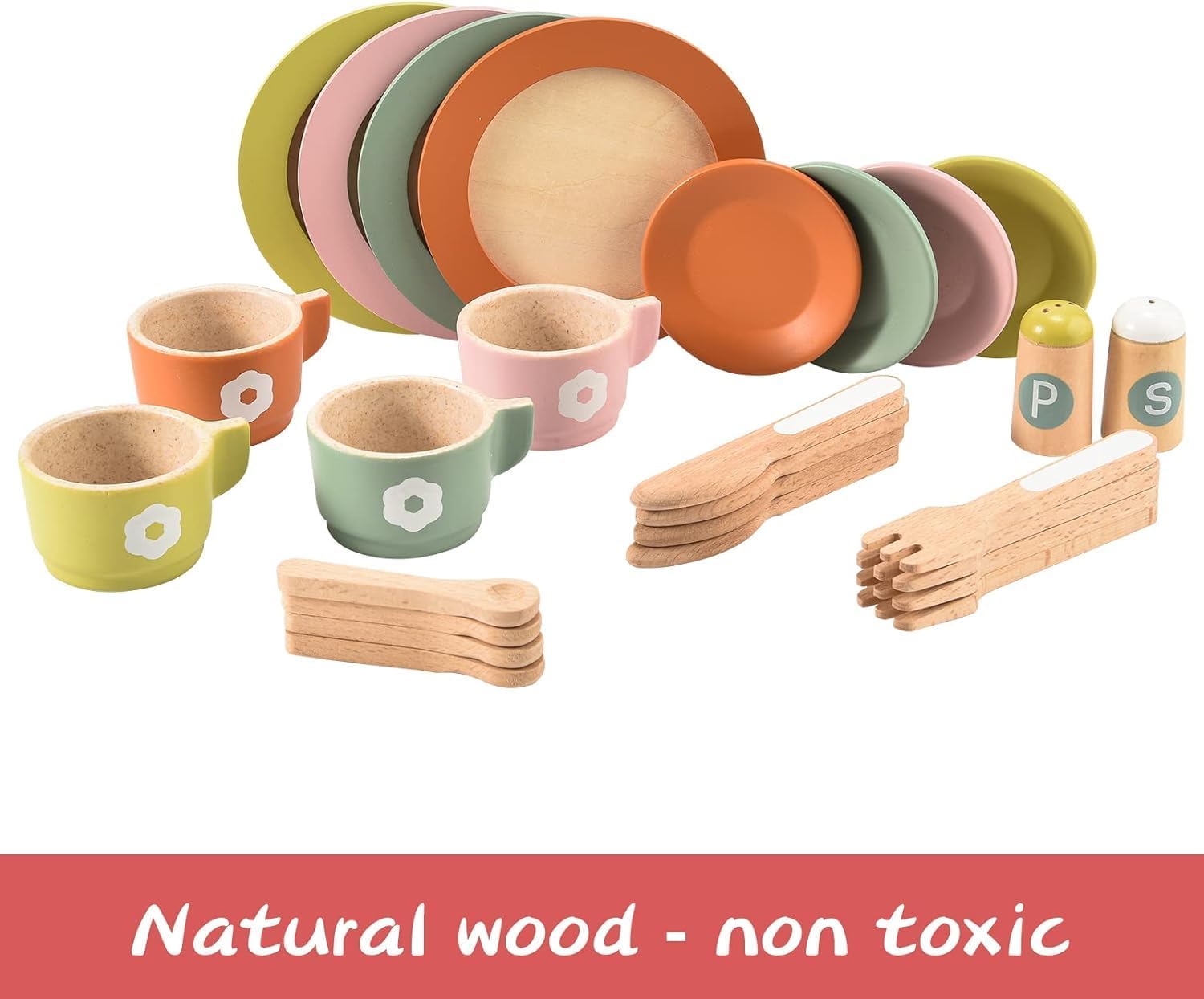 Set di Stoviglie in Legno Montessori per Bambini
