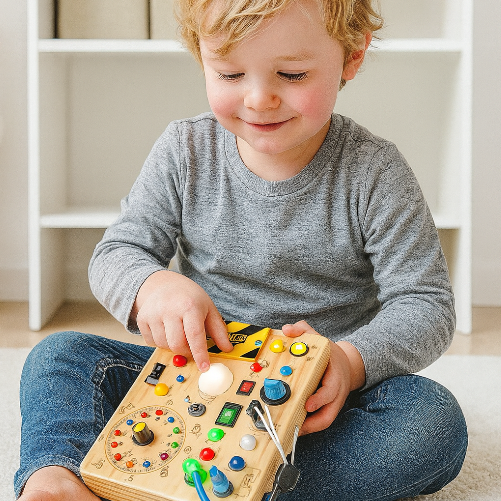Tavola Sensoriale Montessori in Legno con Luci LED