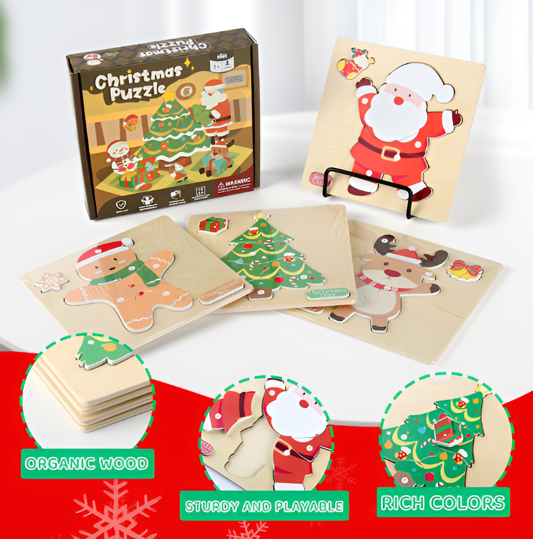 Puzzle Natalizi in Legno Montessori