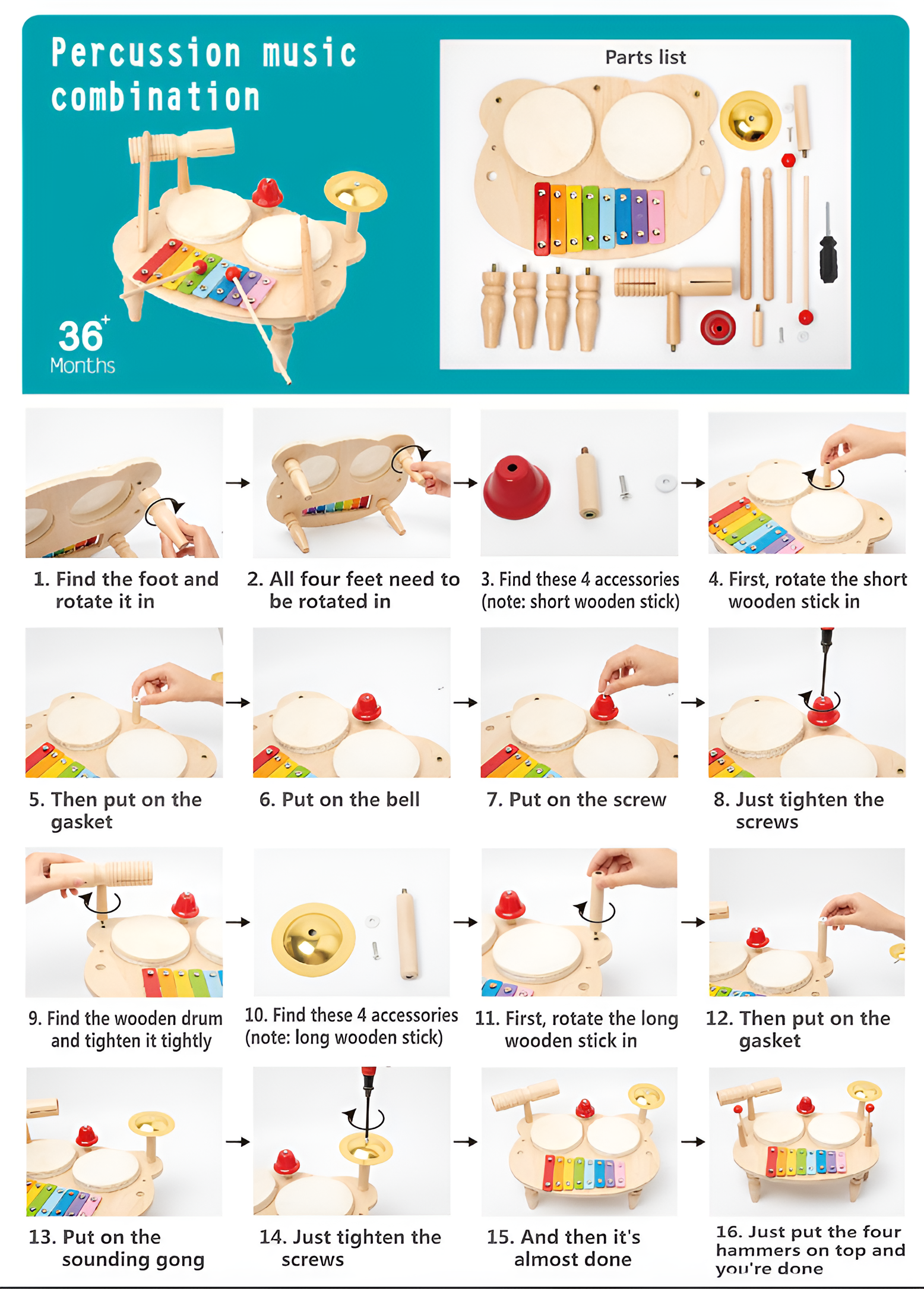Set di Tamburi in Legno Montessori