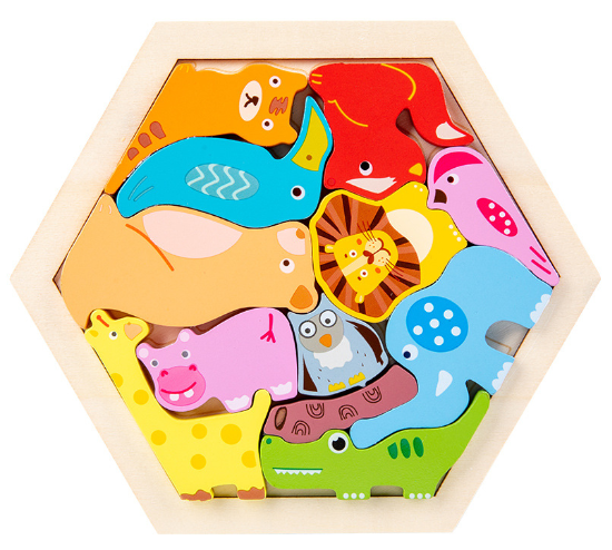 Set Puzzle 3D in Legno Montessori