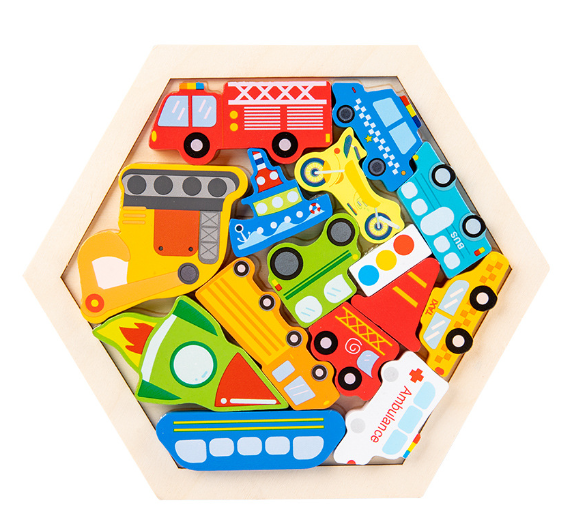 Set Puzzle 3D in Legno Montessori