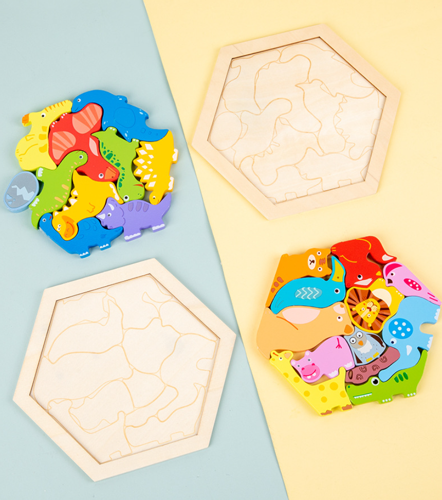 Set Puzzle 3D in Legno Montessori