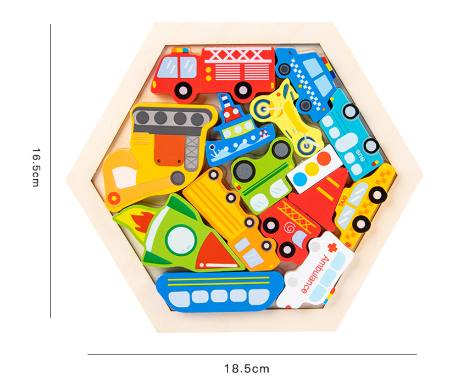 Set Puzzle 3D in Legno Montessori