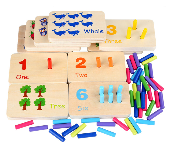 Set Tavole di Conteggio con Piolini in Legno Montessori