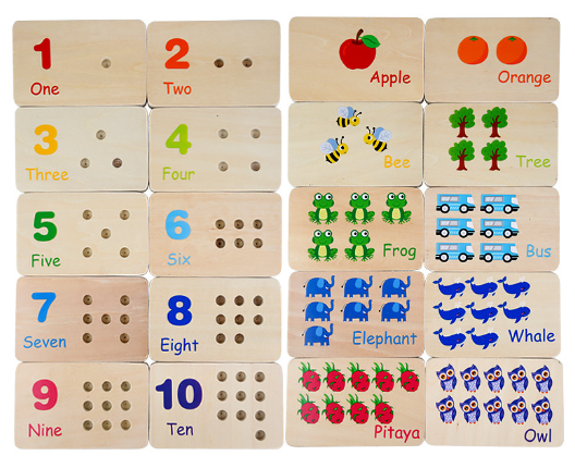 Set Tavole di Conteggio con Piolini in Legno Montessori